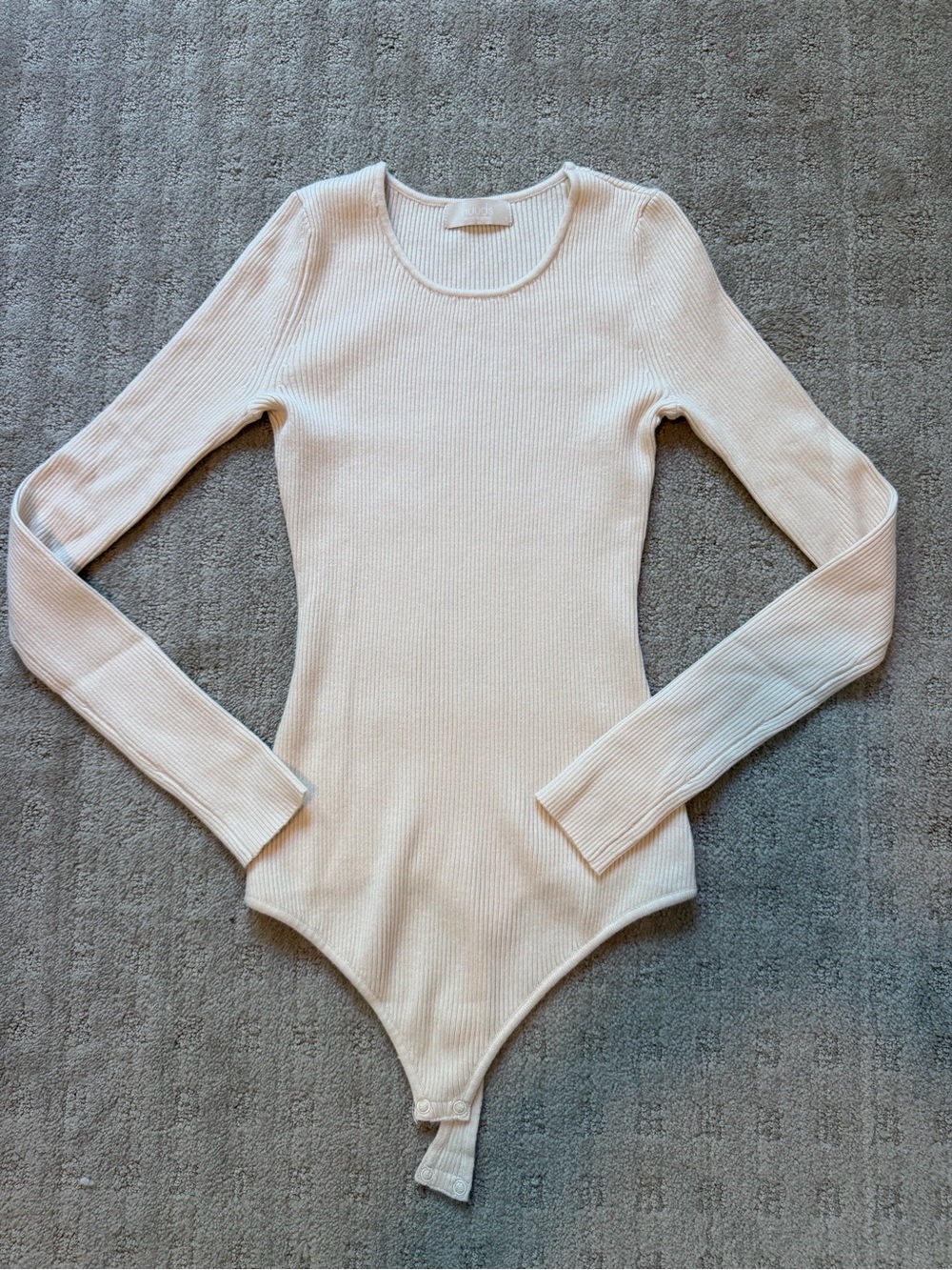 Nuuds Long Sleeve Ribbed Bodysuit - bone -small